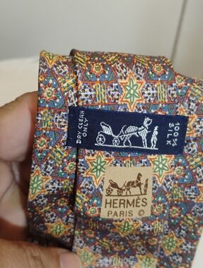 Hermes Mens silk tie 7715 OA Stars